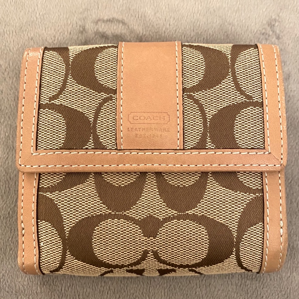 Coach Brown and Tan Monogram Wallet